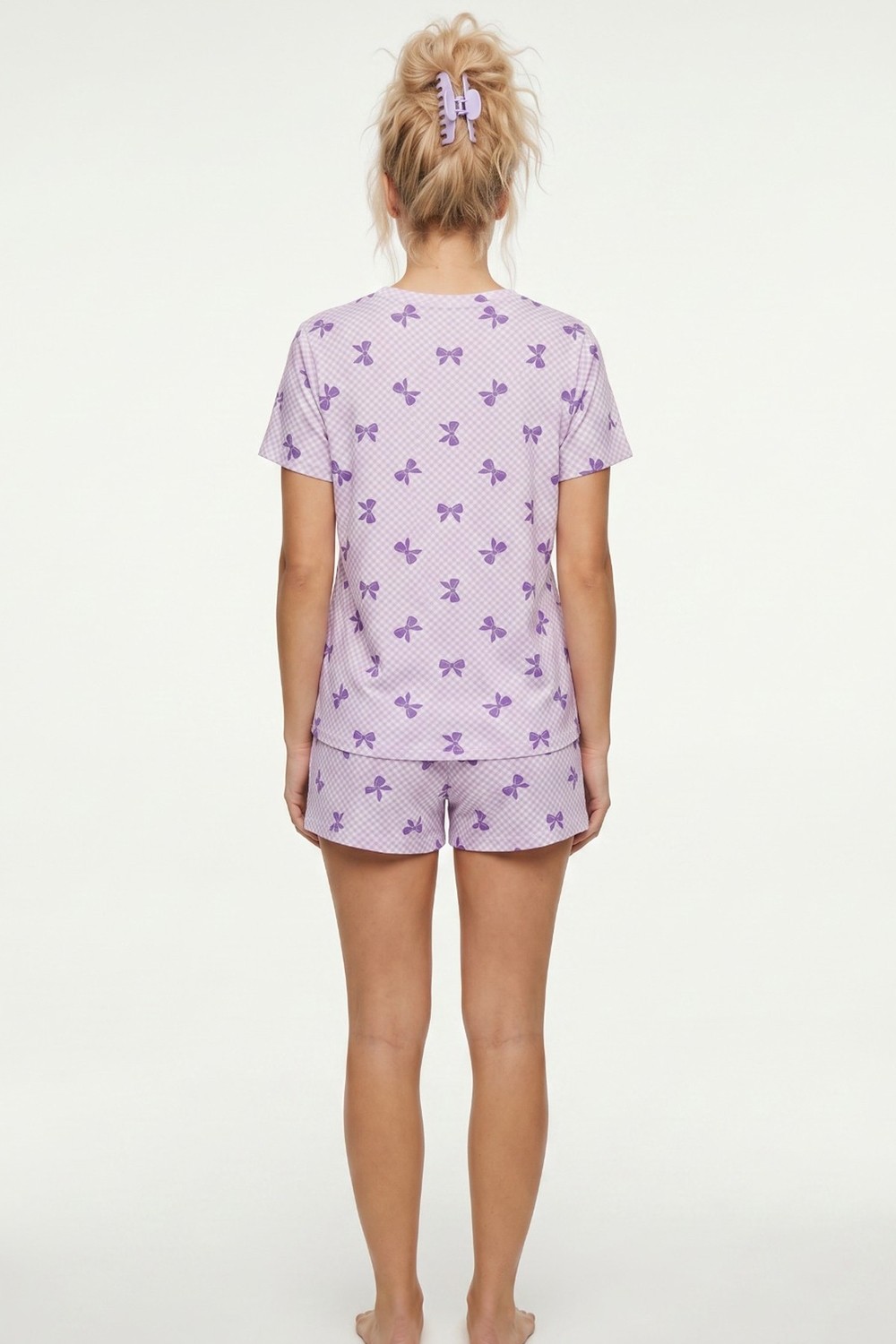 Siyah İnci Ince Soft Örme Mevsimlik Şortlu Pijama Takımı 8045 görsel 5