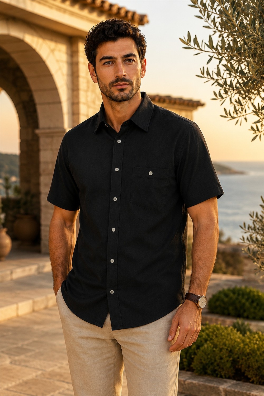 Beyome Erkek %100 Pamuk Kısa Kollu Gömlek Rahat Kalıp Yazlık Nefes Alan Tek Cepli S-5xl