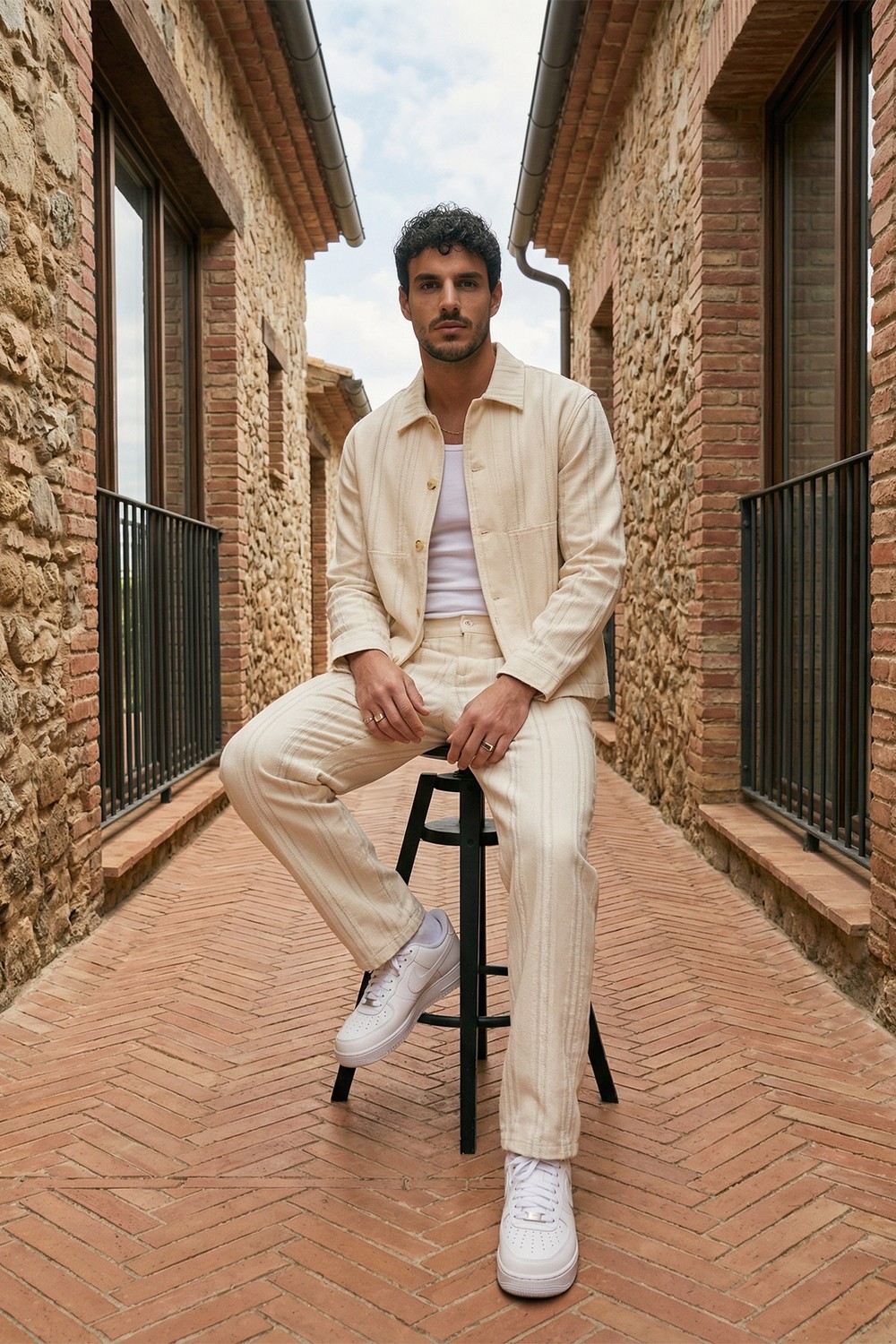 Livio Ferri Talbot Premium Keten Desenli Düğmeli Ceket Pantolon Erkek Takım Relax Kalıp görsel 6