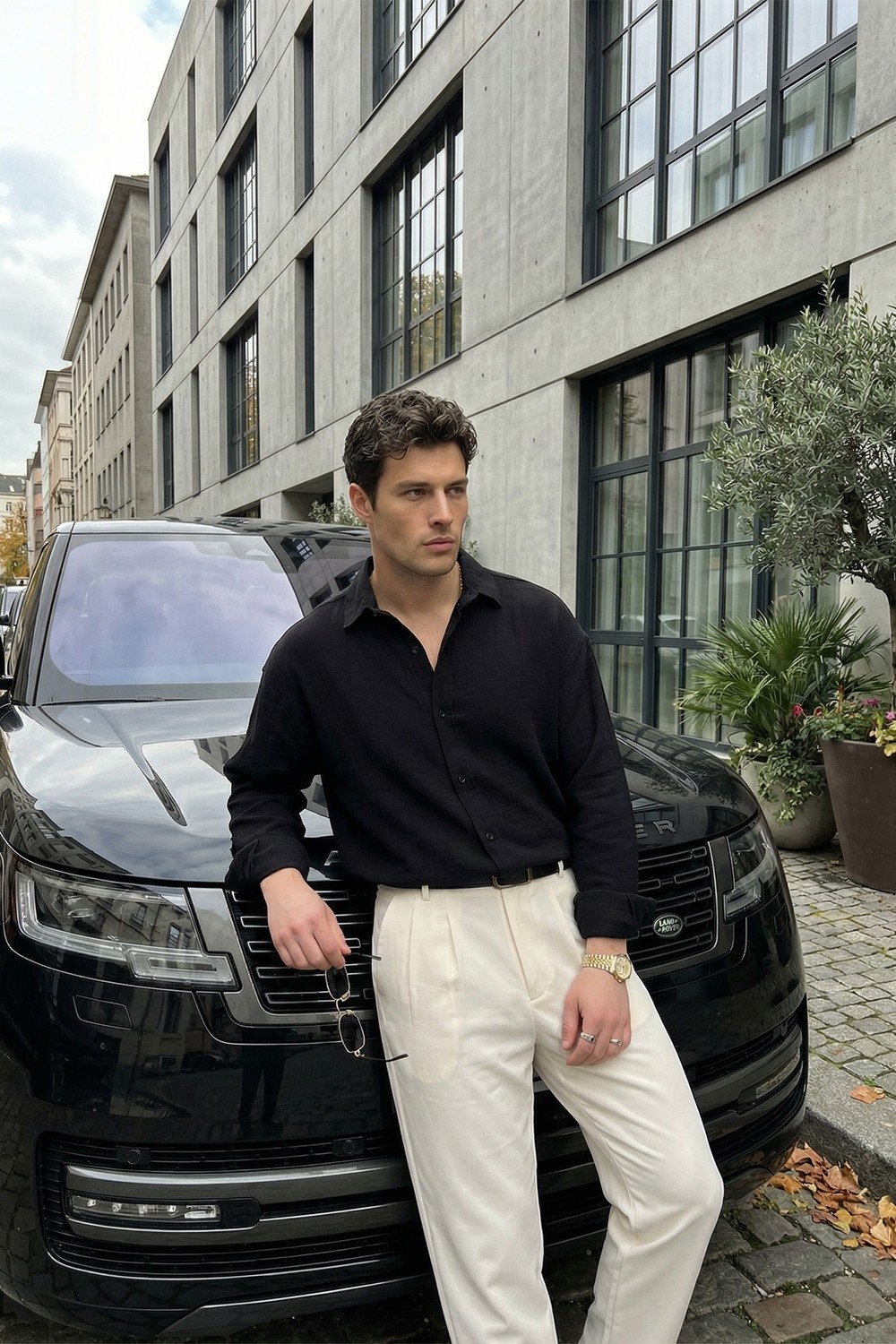 Livio Ferri Yurin Erkek Premium Müslin %100 Pamuk Oversize Uzun Kollu Gömlek görsel 8