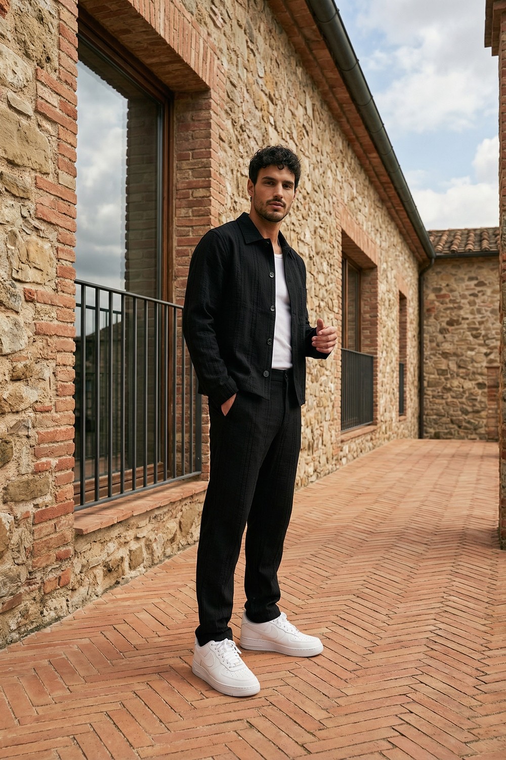Livio Ferri Talbot Premium Keten Desenli Düğmeli Ceket Pantolon Erkek Takım Relax Kalıp görsel 8