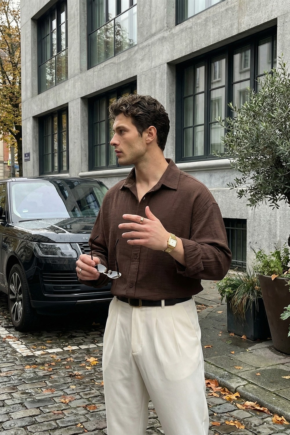Livio Ferri Yurin Erkek Premium Müslin %100 Pamuk Oversize Uzun Kollu Gömlek