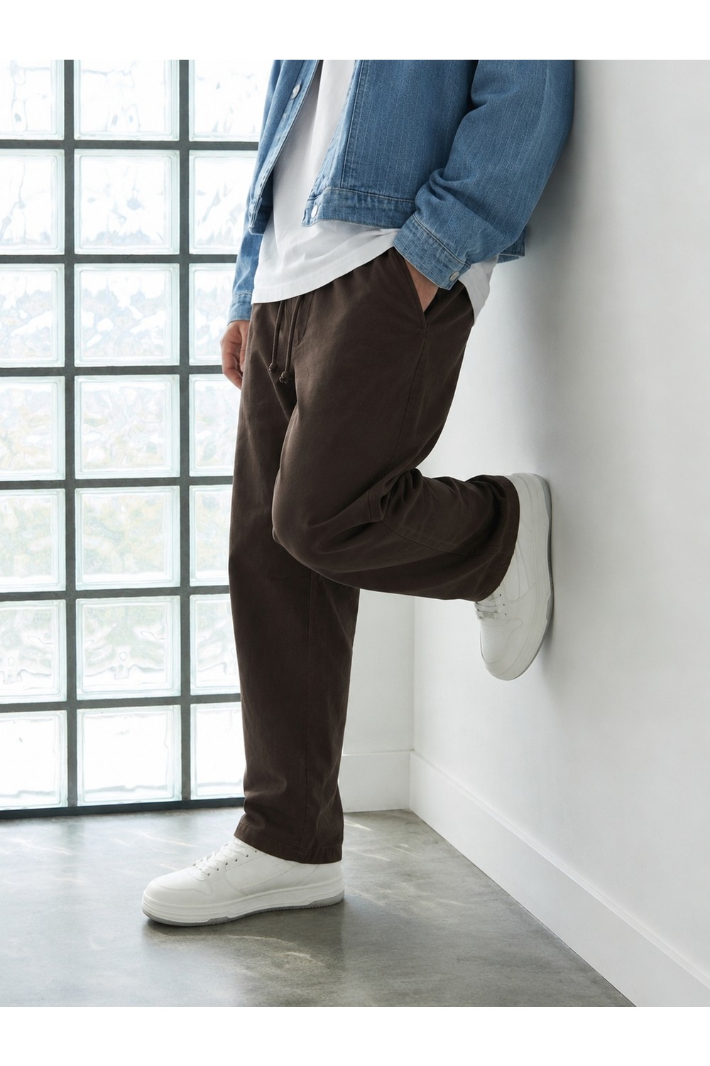 Damga Erkek Günlük Jogger Krem Baggy Keten Pantolon görsel 2