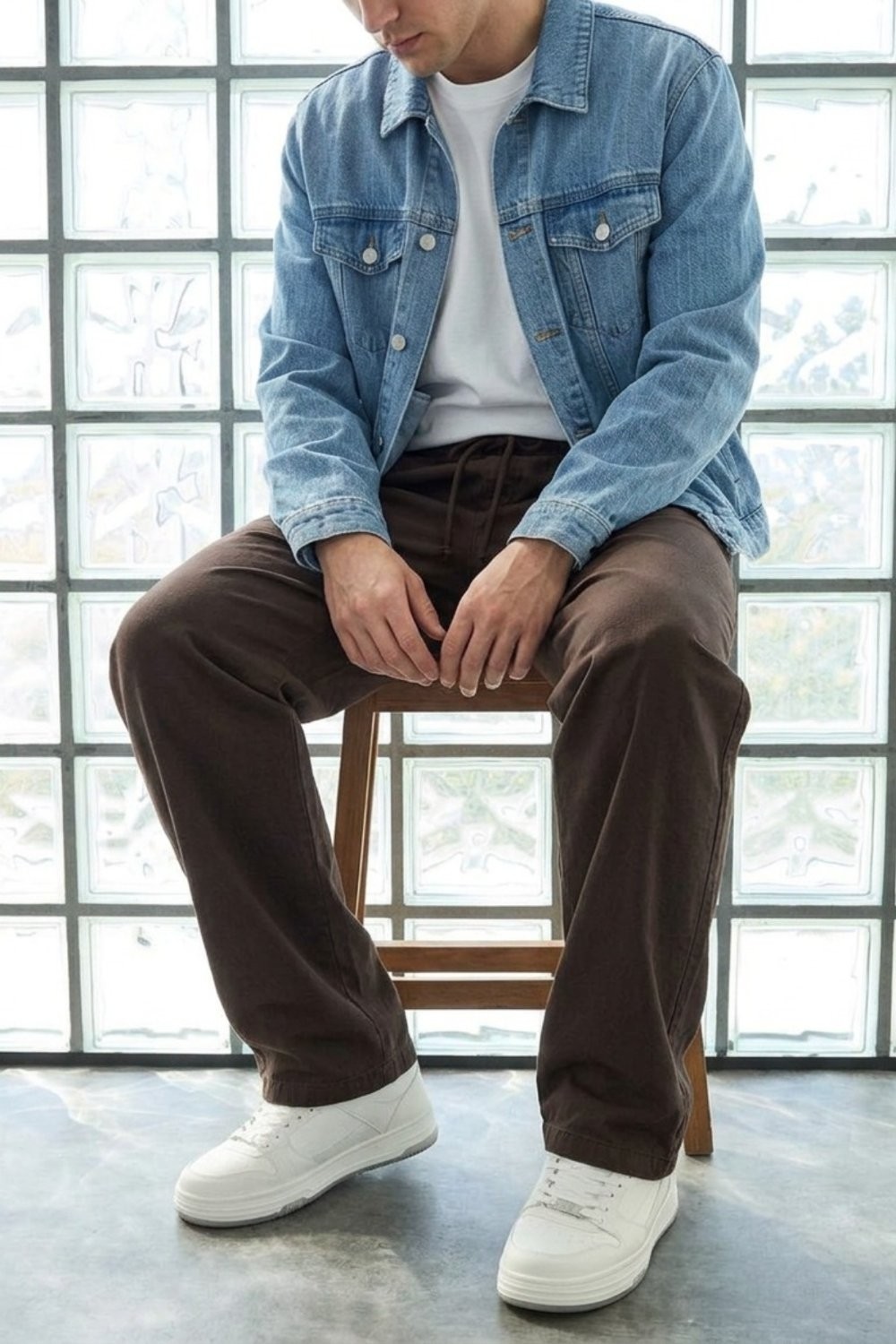 Damga Erkek Günlük Jogger Krem Baggy Keten Pantolon görsel 3