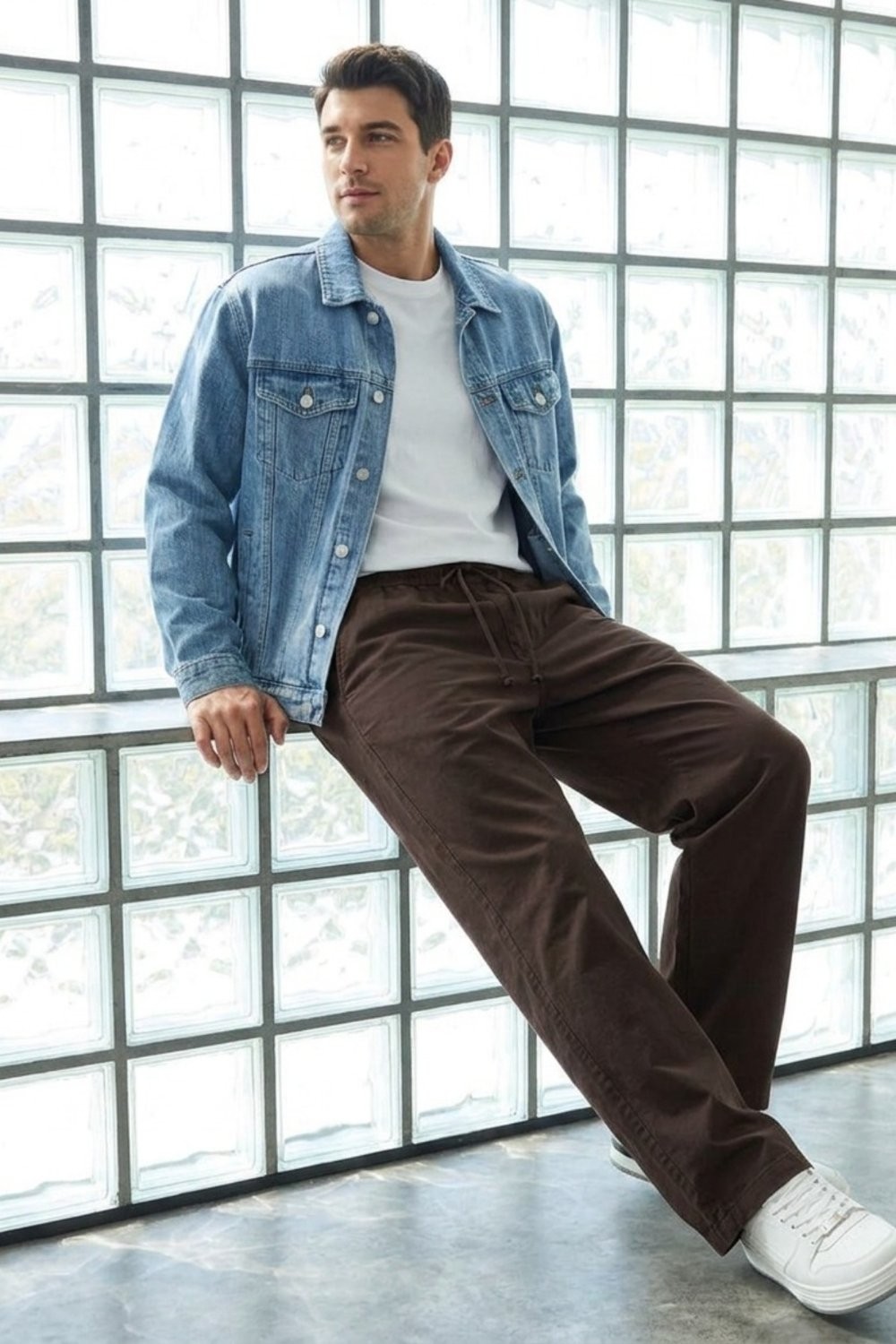 Damga Erkek Günlük Jogger Krem Baggy Keten Pantolon görsel 4