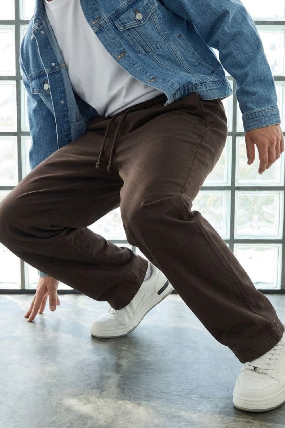 Damga Erkek Günlük Jogger Krem Baggy Keten Pantolon görsel 5