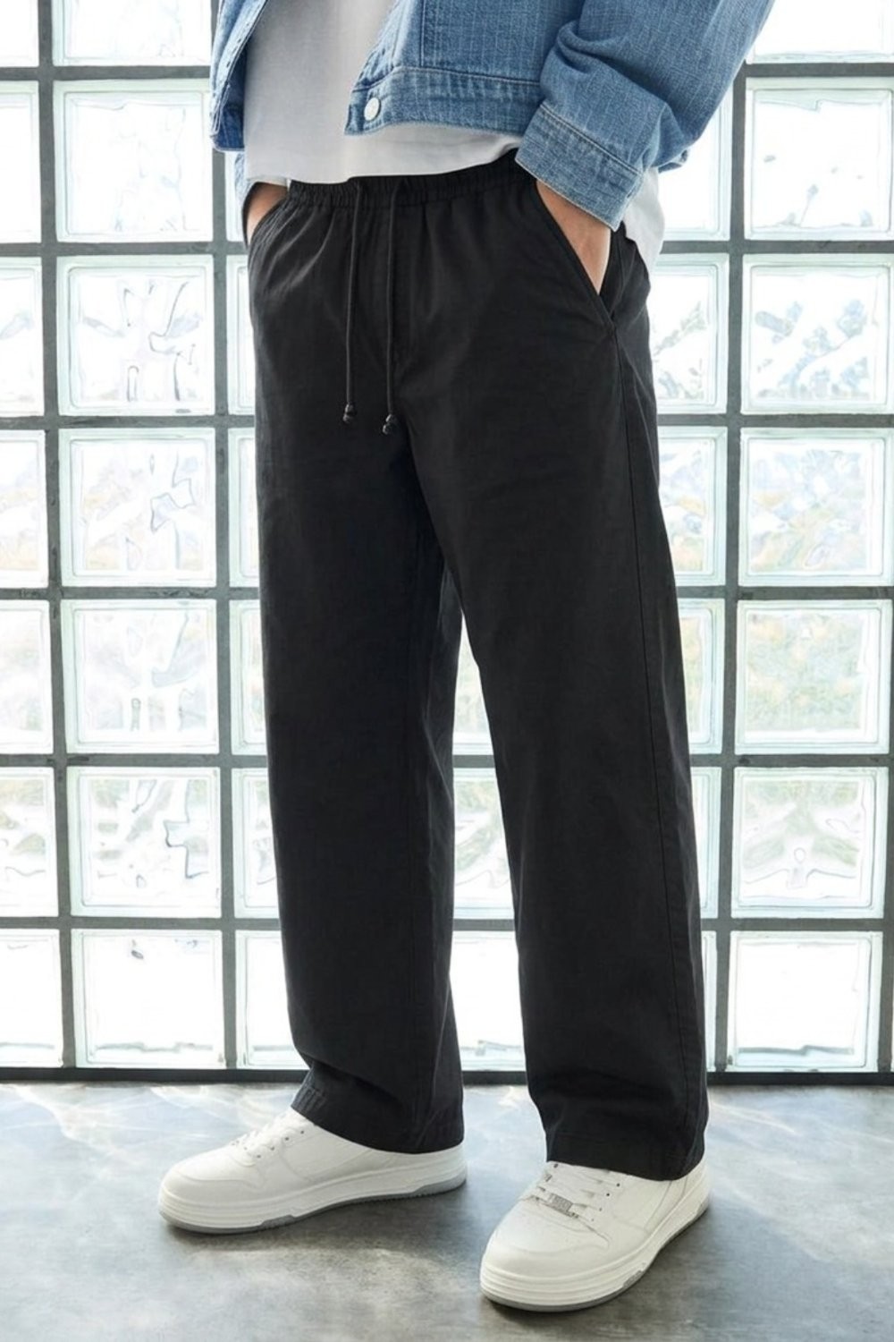Damga Erkek Günlük Jogger Krem Baggy Keten Pantolon görsel 7