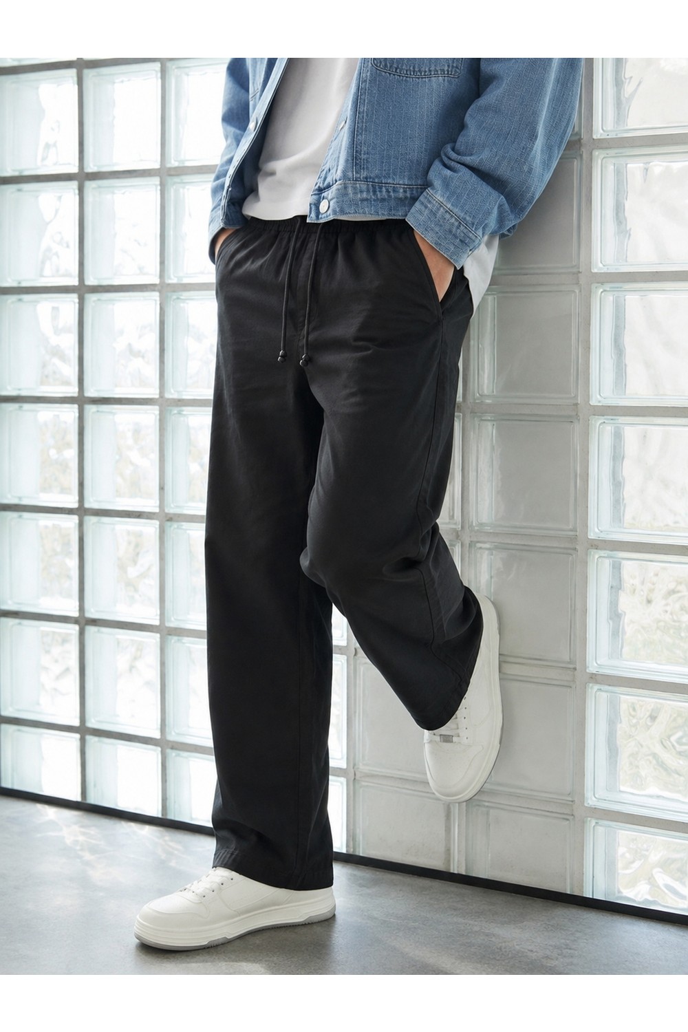Damga Erkek Günlük Jogger Krem Baggy Keten Pantolon görsel 8