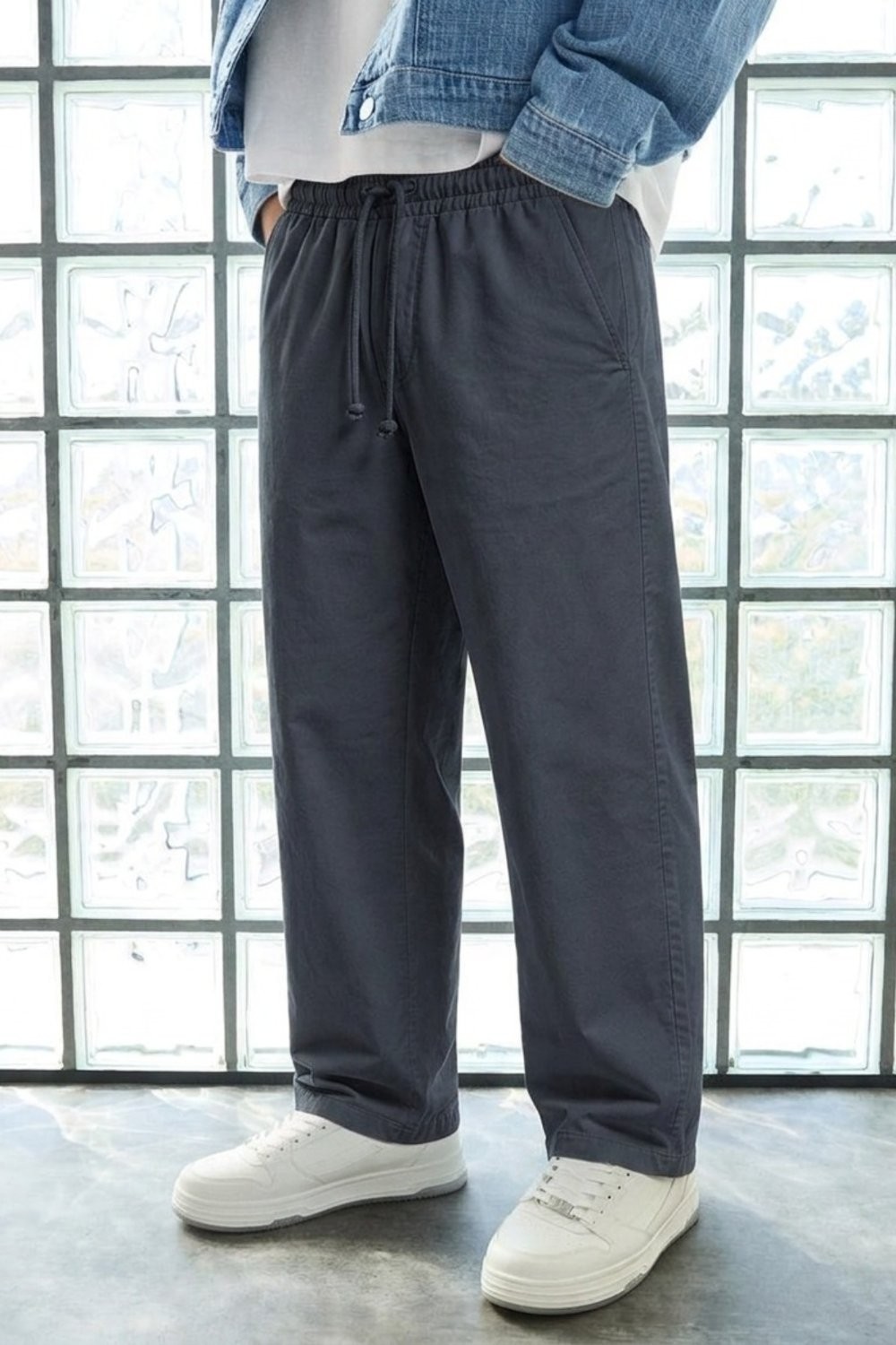Damga Erkek Günlük Jogger Krem Baggy Keten Pantolon