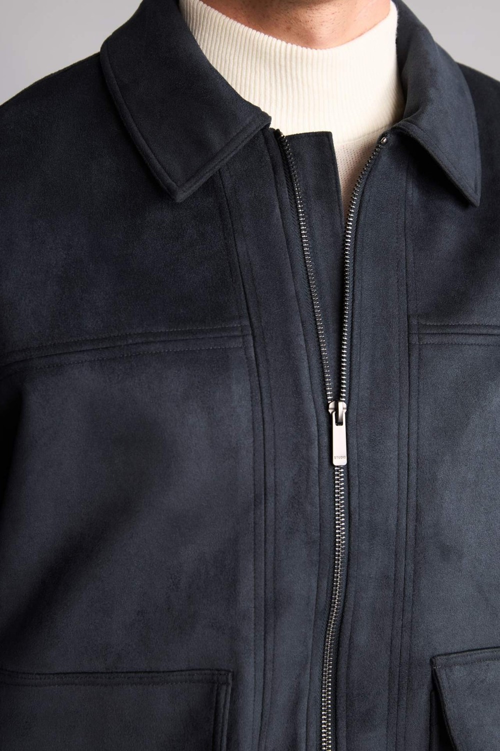 DeFacto Ultra Yumuşak Regular Fit Polo Yaka Astarlı Fermuarlı Süet Ceket H2225AX26AU görsel 7