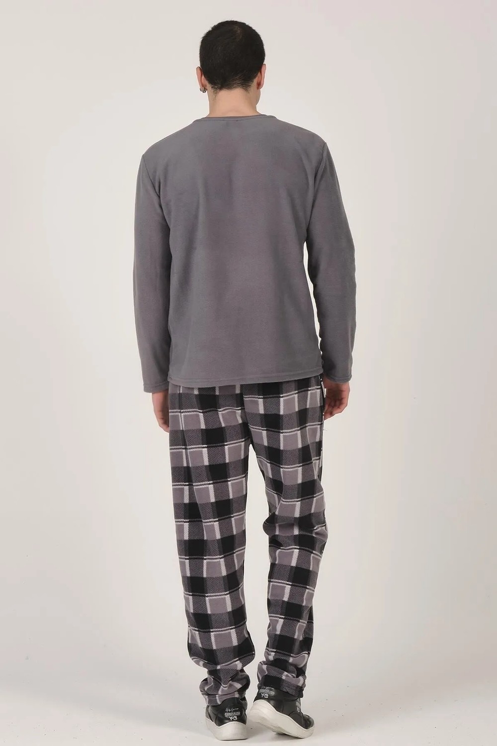 Dofi Erkek 1739 Ekoseli Polar Pijama Takımı Uzun Kol Lastikli Kesim ile Kışa Uygun görsel 7