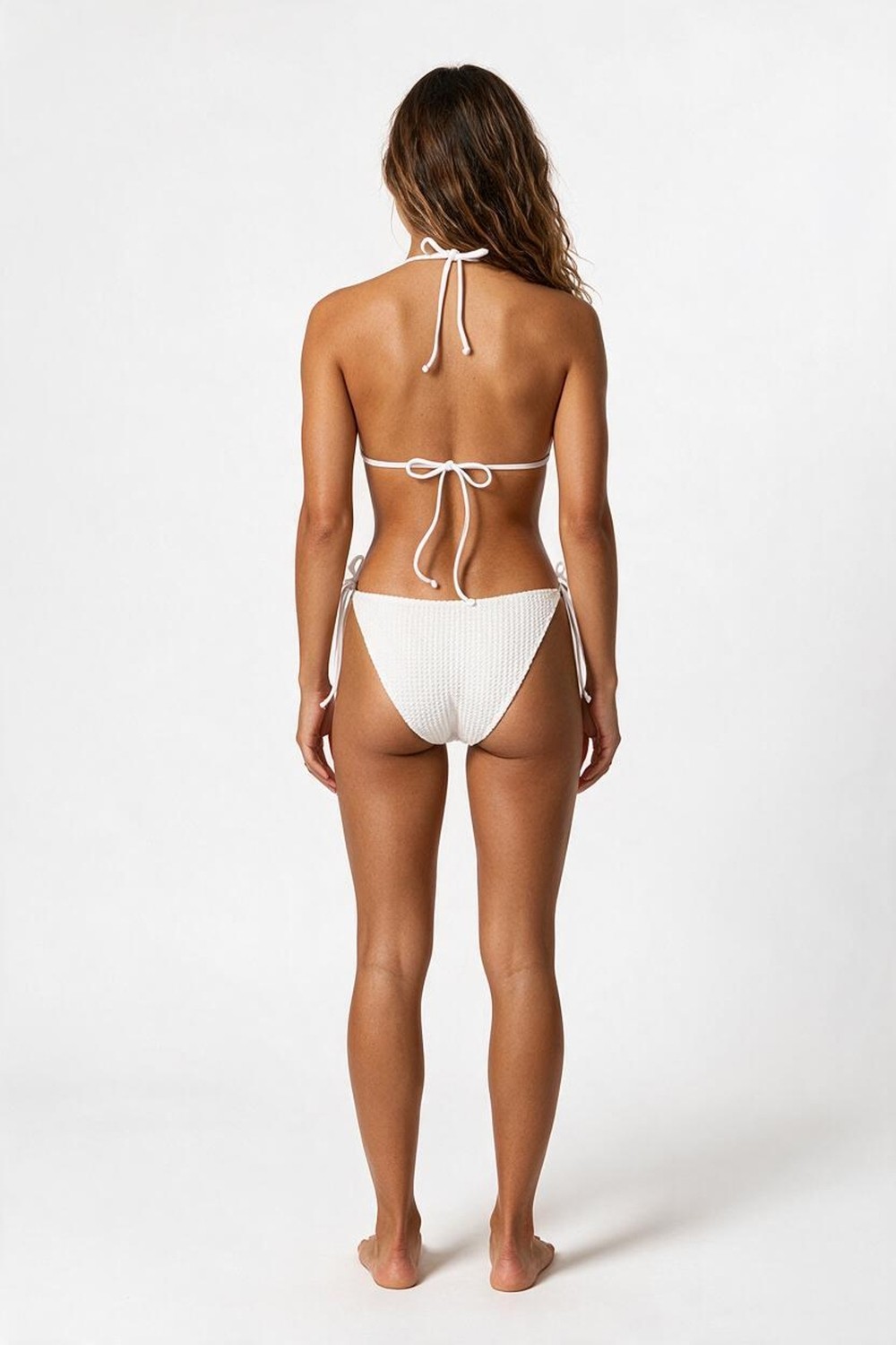 Aquella Doku Detaylı Ekru Üçgen Bikini Takım