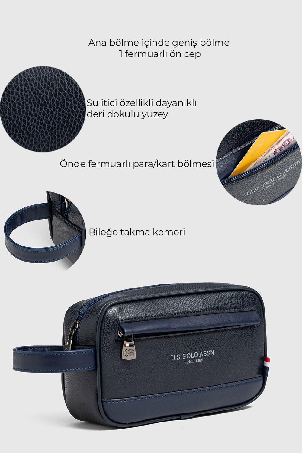 U.S. Polo Assn. U.s Polo Assn 26012 Erkek El Portföyü El Çantası Clutch Çanta Traş Çantası görsel 7