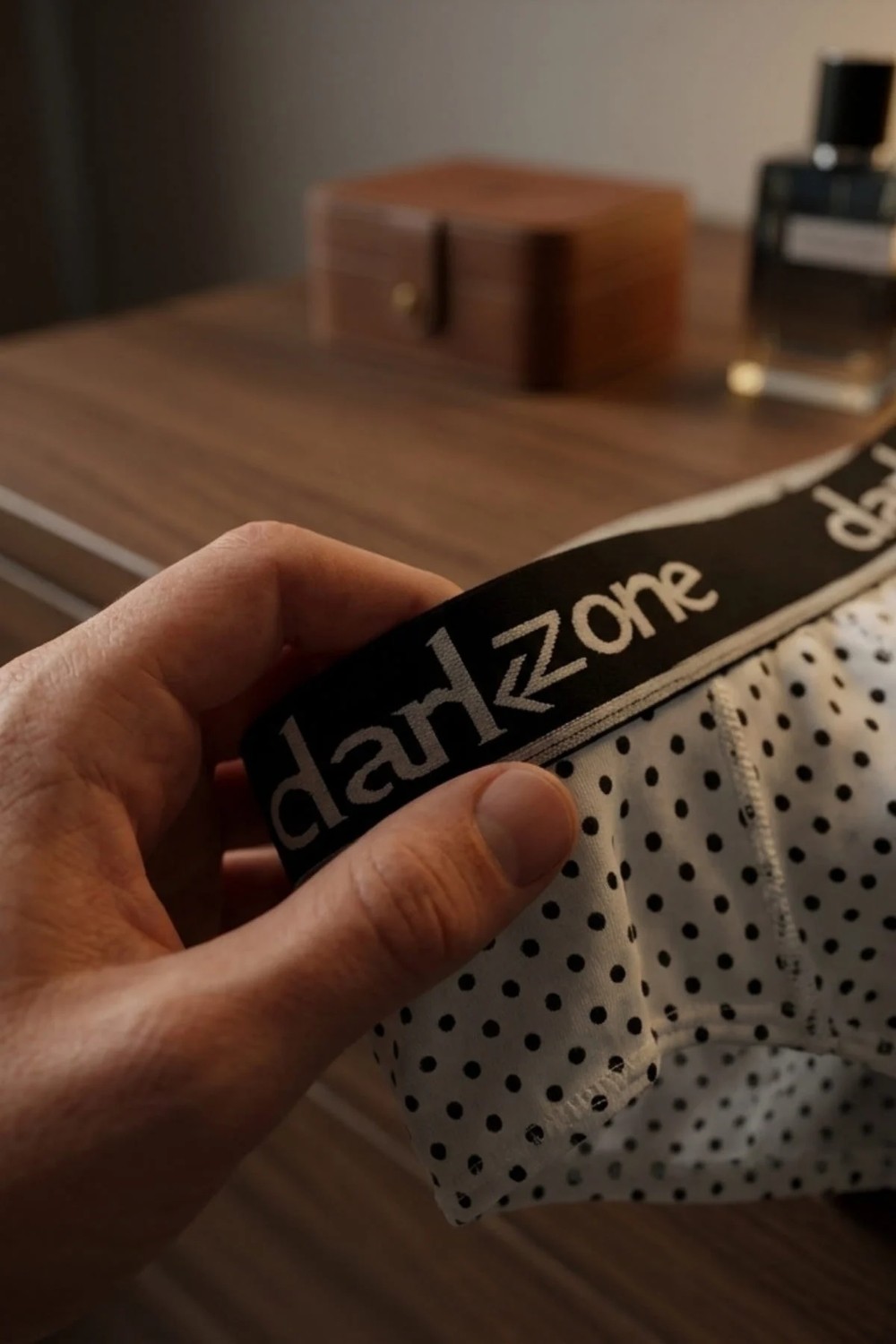 Darkzone Erkek Puantiye Desenli Beyaz Pamuklu Lastikli Slip Külot görsel 5