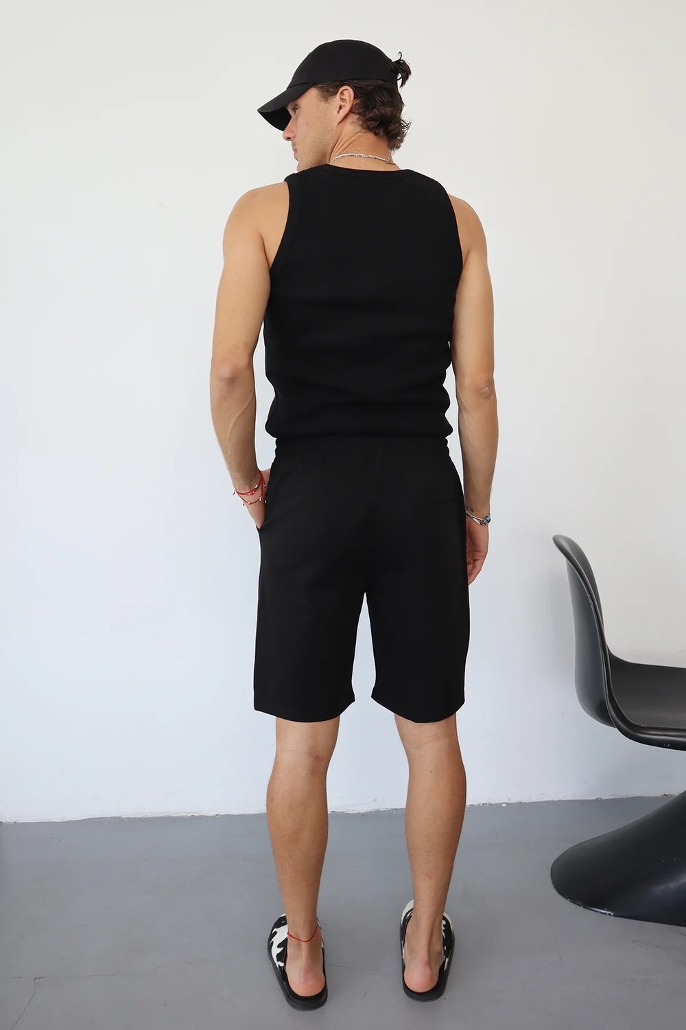 Erkek Yırtmaçlı Kompak Şort Lacivert Lacivert - 26Y 2289 görsel 4
