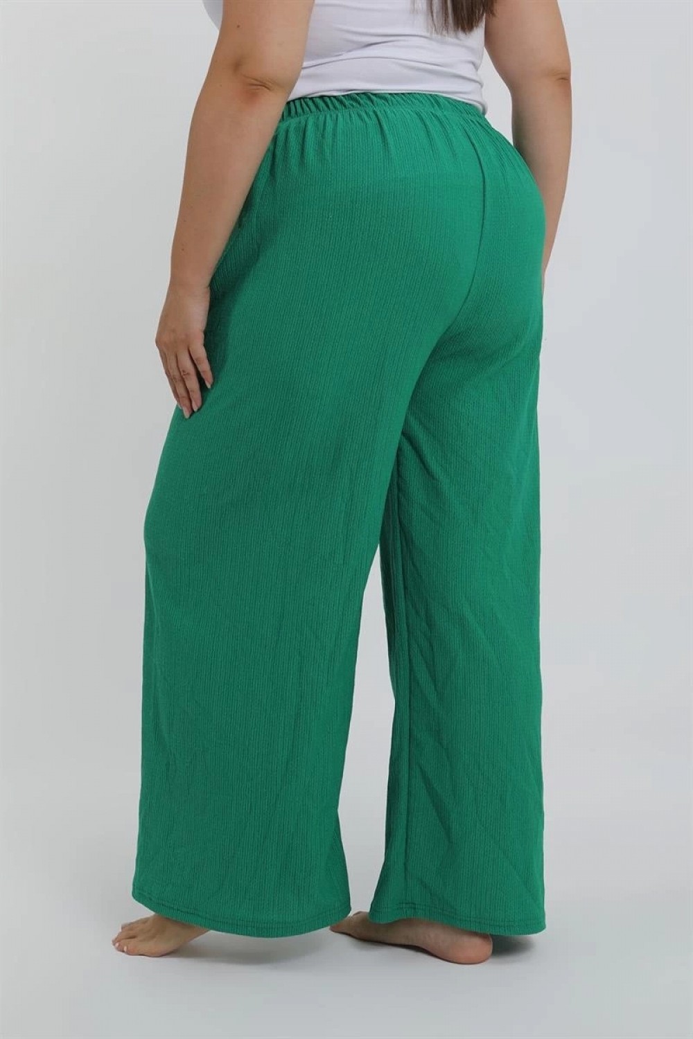 Hace Bazaar Marsilyan- Kadın Büyük Beden Yeşil Rahat Kesim Baggy Tek Alt görsel 4