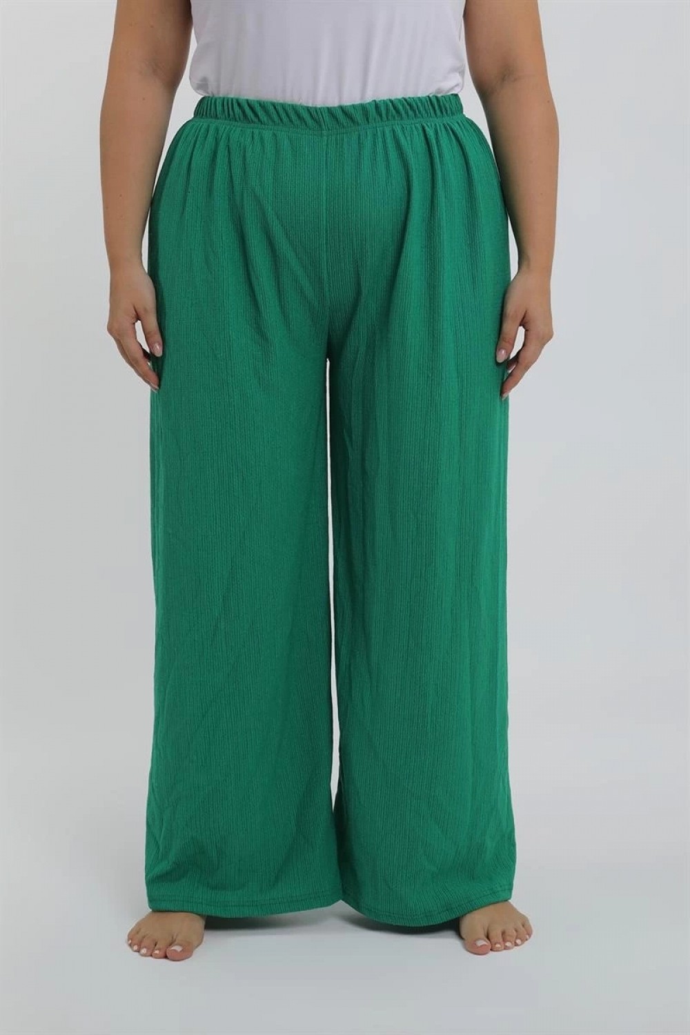 Hace Bazaar Marsilyan- Kadın Büyük Beden Yeşil Rahat Kesim Baggy Tek Alt görsel 5