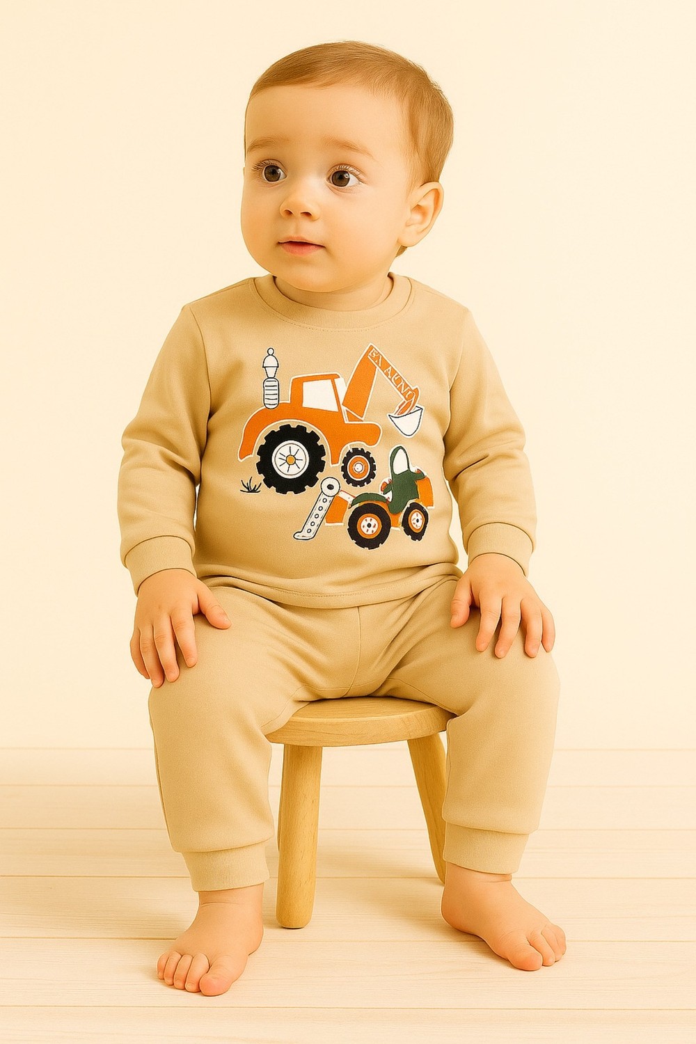 Aden Kids Erkek Çocuk Dinozor Baskılı Pamuklu Penye Pijama Takımı 0-5 Yaş, Mevsimlik, Günlük Kullanıma Uygun görsel 5
