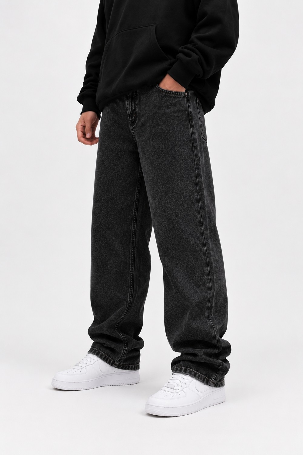 Lyvens Erkek Koyu Füme Baggy Jean Pantolon görsel 3