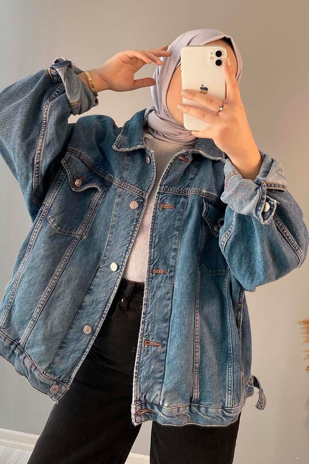 Lamelif Çift Cepli Oversize Ceket Buz Mavisi görsel 6