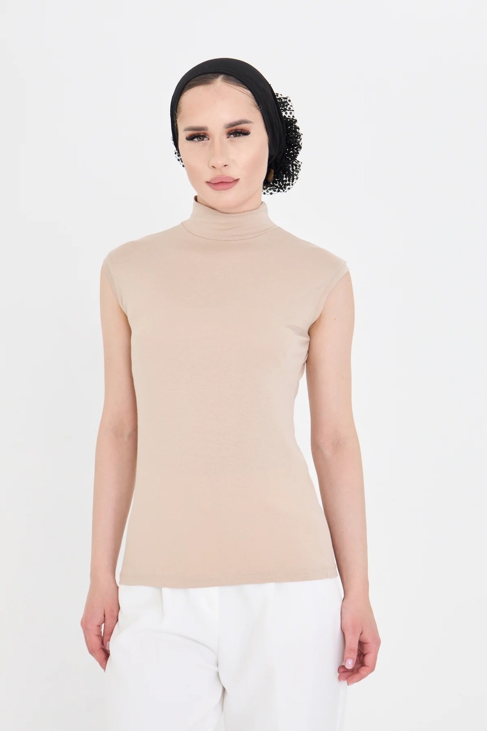 Hürrem Bone Taş Body Balıkçı Yaka Viskon Sıfır Kollu 1027_46 görsel 8