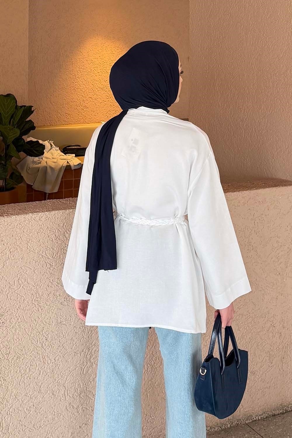 Lamelif Örgü Bağlamalı Kimono Ceket Vizonrengi görsel 8