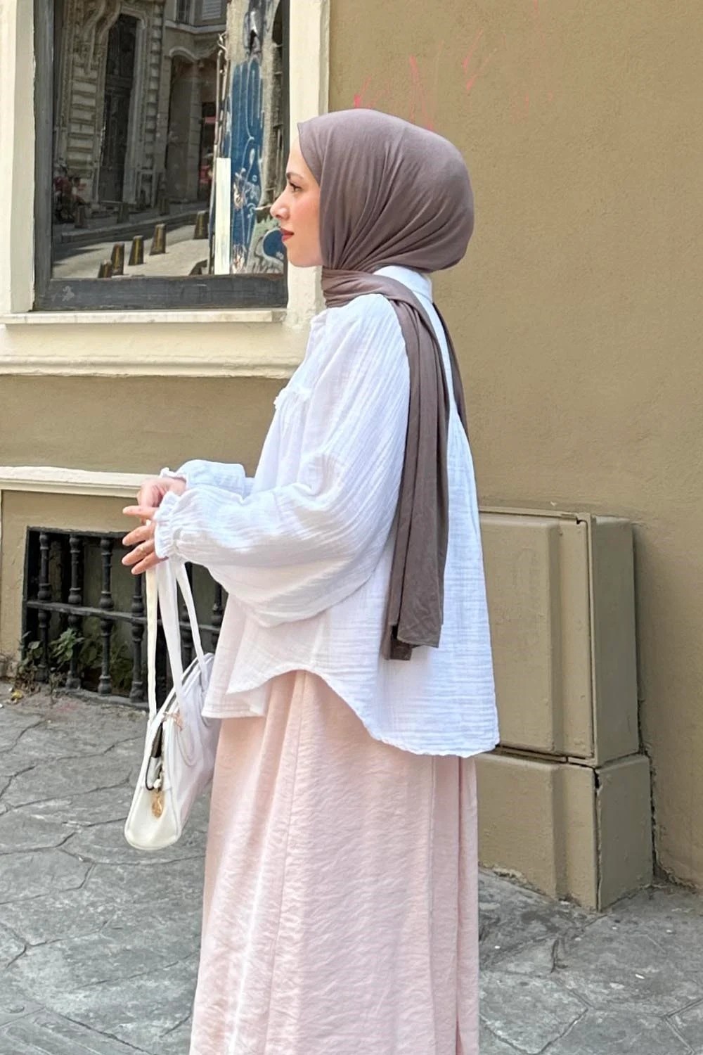 Lamelif Dantel Detaylı Gömlek Acı Kahverengi görsel 2
