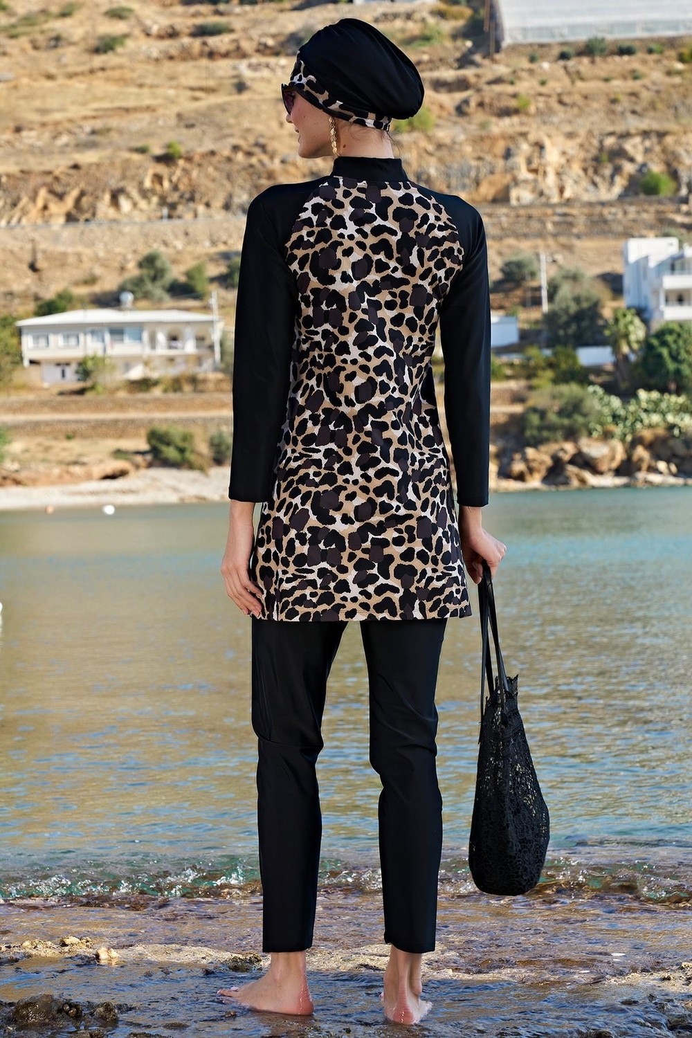 Ruko Maio 23126-1 Leopar Reglan Kol Tam Tesettür Mayo görsel 3