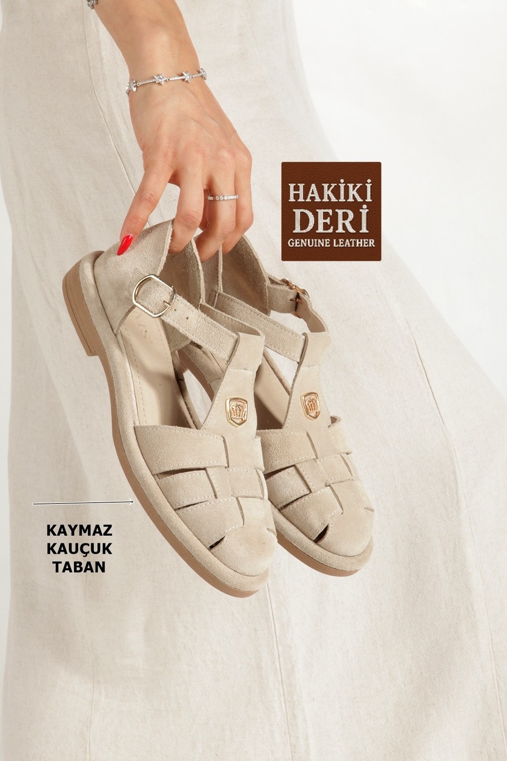 Modabuymus Koyu Kahve Rengi Süet Hakiki Deri Loafer Topuksuz Sandalet Ayakkabı Natirus görsel 2