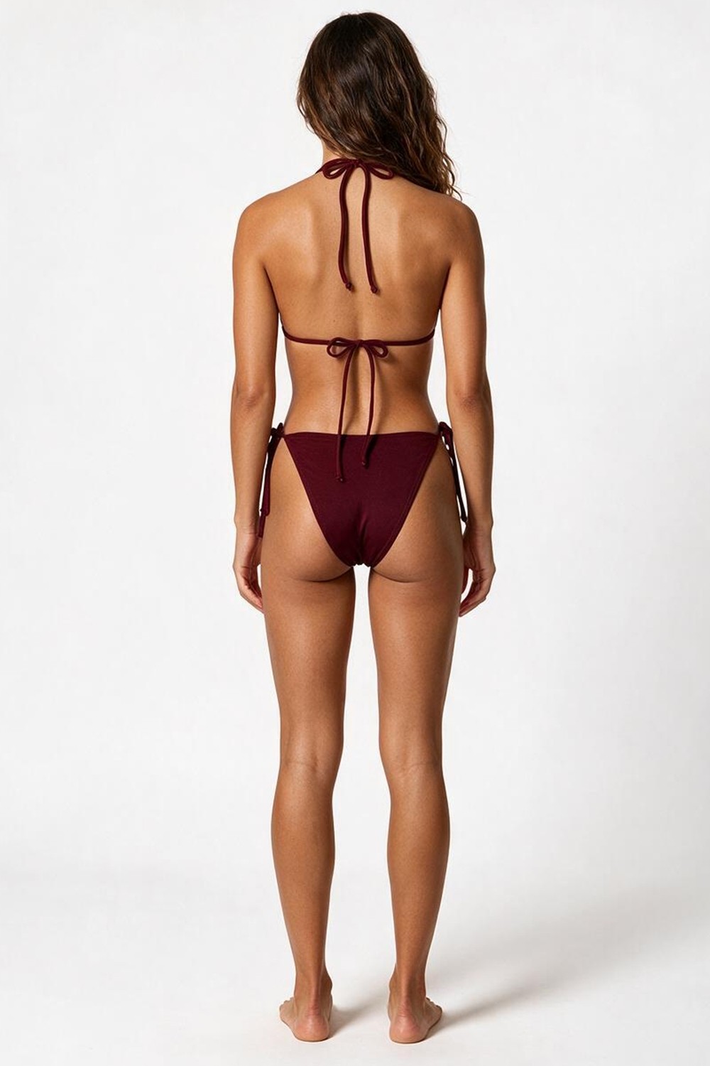 Aquella Aksesuar Detaylı Bordo Uzun Üçgen Bikini Takım