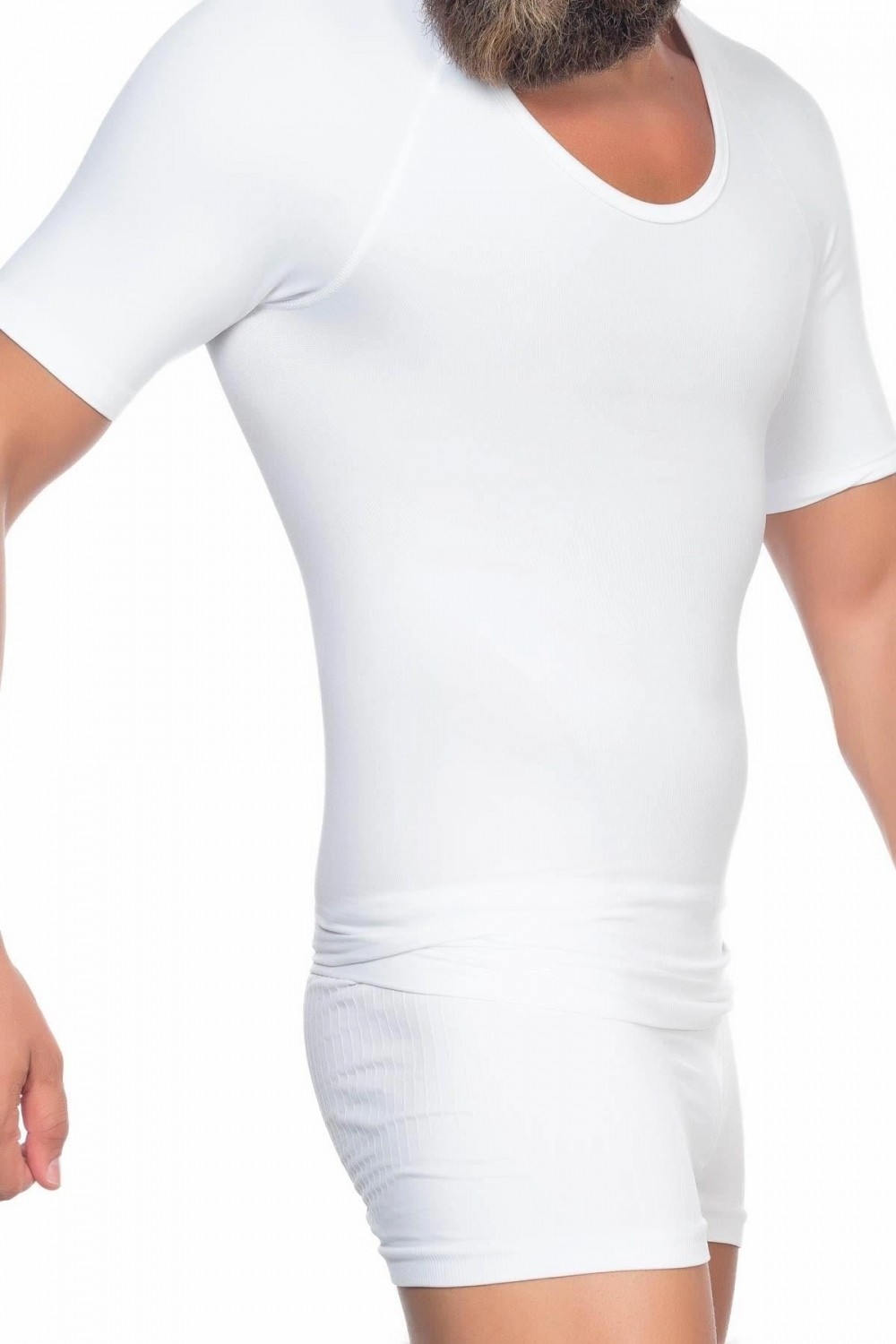 Hace Bazaar Marsilyan™ Beyaz Mı E1010 Yarım Kol Erkek Korse Atlet görsel 3