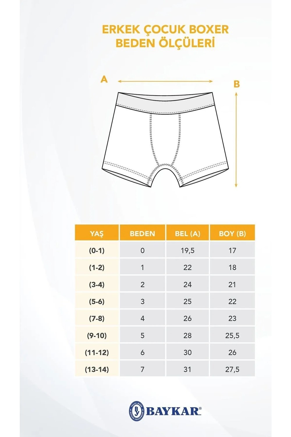 Baykar Erkek Çocuk Pamuklu Havlu Bel Düz Klasik Boxer 2'li Paket 3190 Beyaz görsel 7