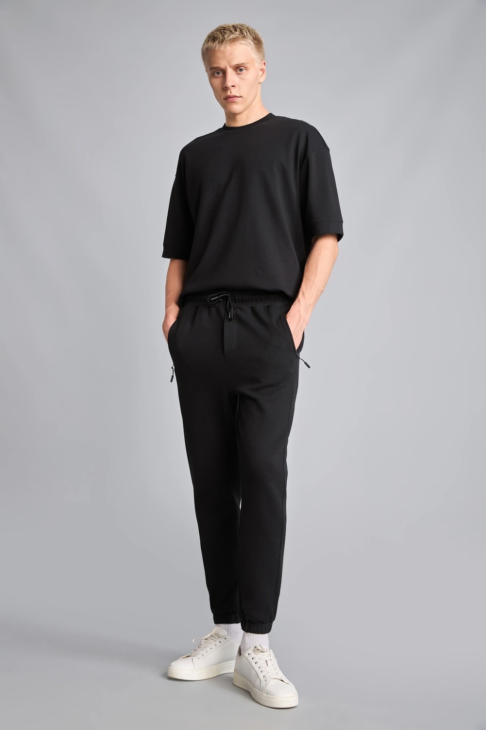 DeFacto Slim Fit Bağcıklı Fermuar Cepli Pike Jogger Eşofman Altı D5258AX26AU görsel 7