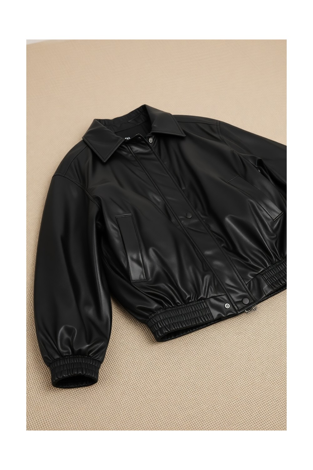 Baselco Oversize Vintage Bomber Deri Ceket görsel 8