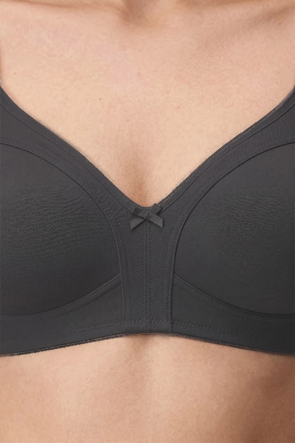 Cottonhill Bra - Fiora | Siyah Büyük Beden Balensiz Pamuklu Ayarlanabilir Askılı Kadın Sütyen görsel 5