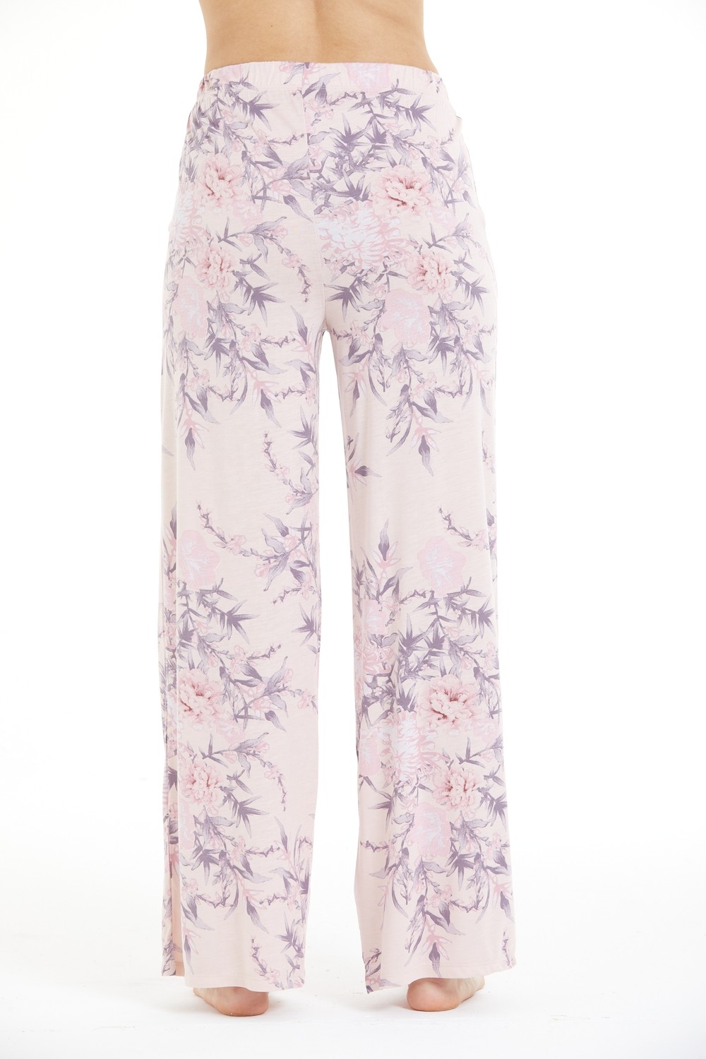 Lilac Konforlu Çiçek Desenli %100 Viscon Pantolon görsel 3