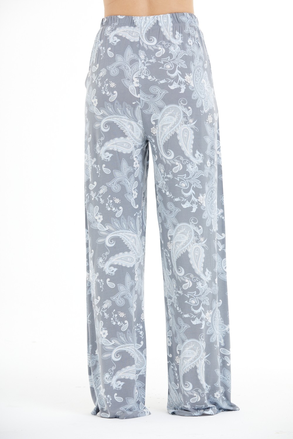 Lilac Konforlu Çiçek Desenli %100 Viscon Pantolon görsel 4