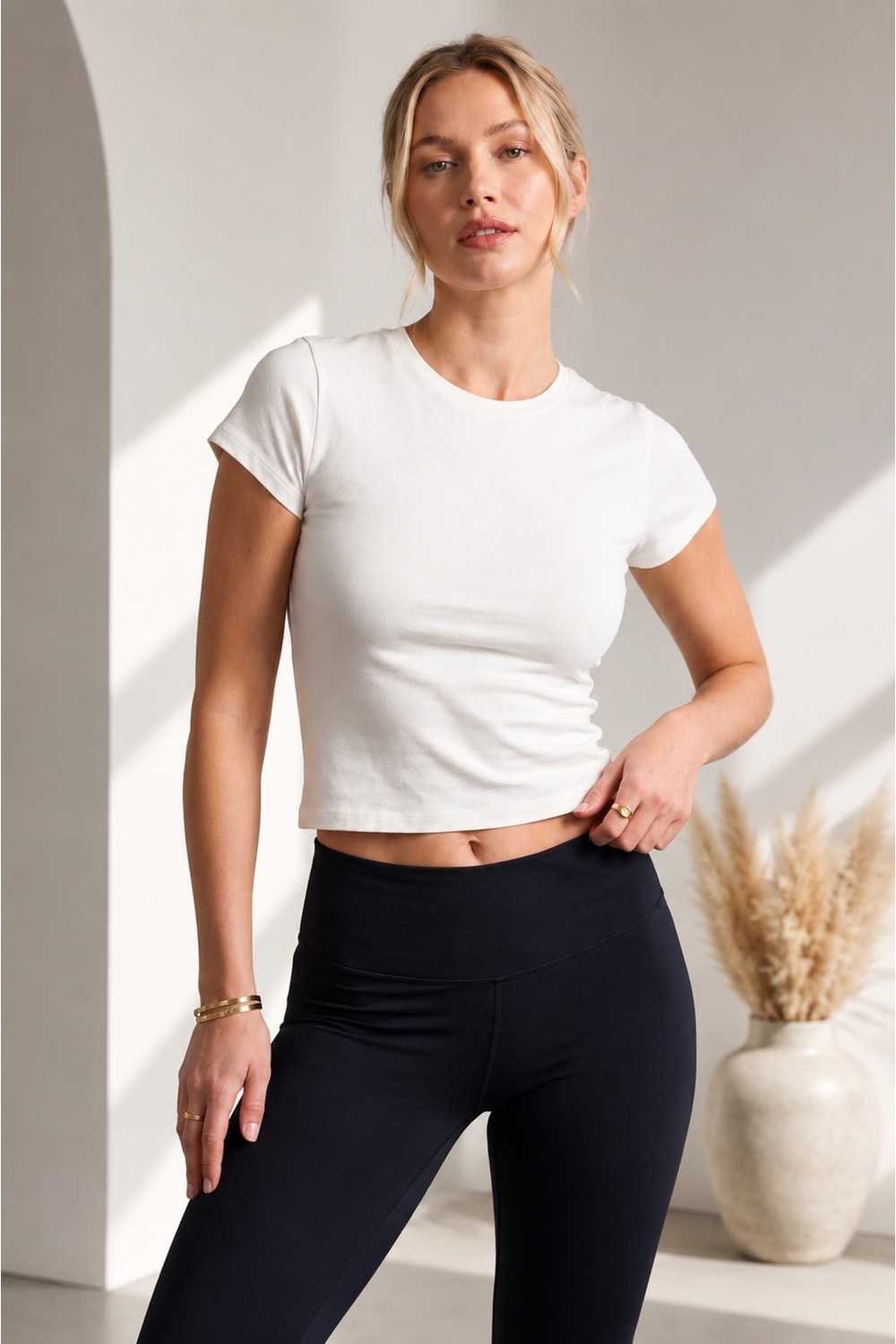 Uslular Beyaz Bisiklet Yaka Basic Kısa Kol Body görsel 7