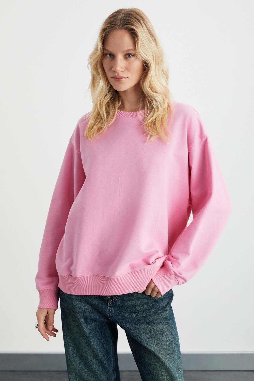 Ethiquet Karıus Kadın Organik Pamuklu Içi Polarlı Oversize Yuvarlak Yakalı Gri Sweatshirt