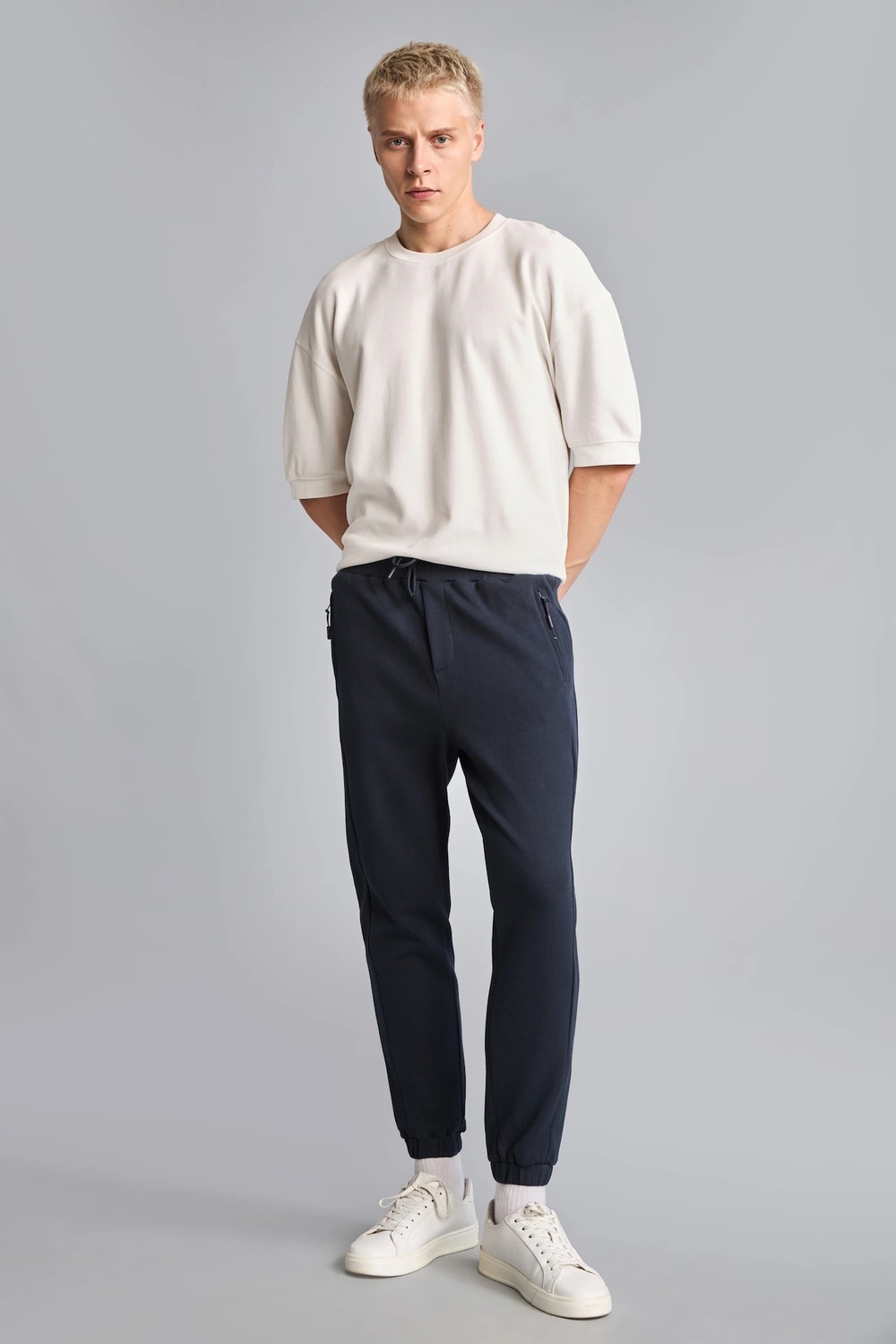 DeFacto Slim Fit Bağcıklı Fermuar Cepli Pike Jogger Eşofman Altı D5258AX26AU