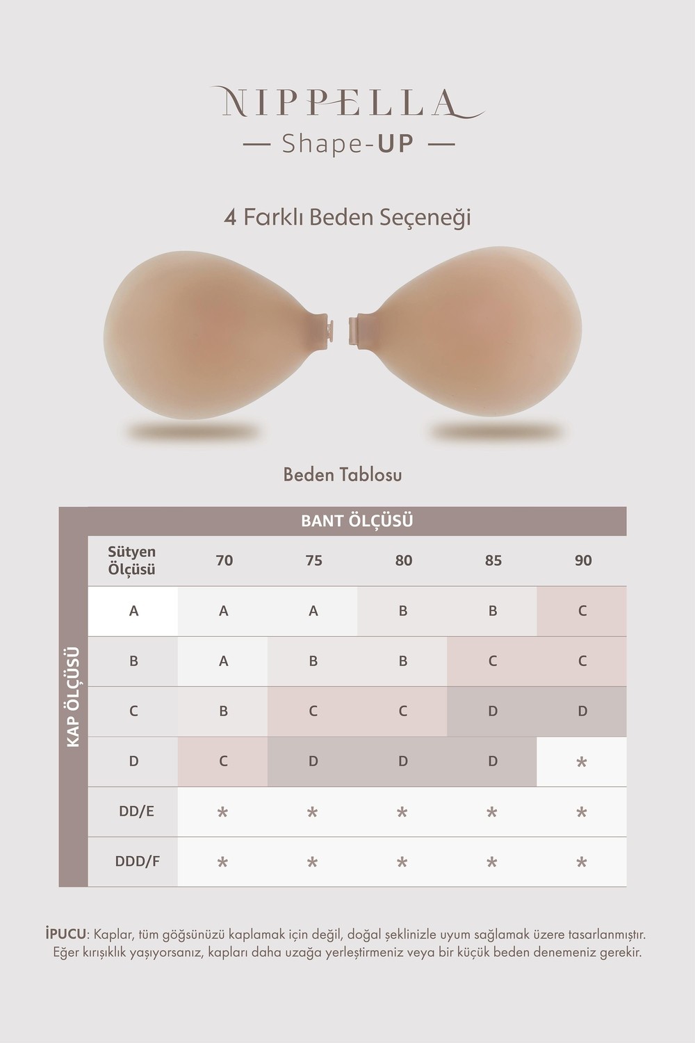 Nippella Shape Up Ultra Ince Yapışkanlı Straplez Sütyen | Su ve Ter Geçirmez, Göğüs Dolgunlaştırıcı görsel 4