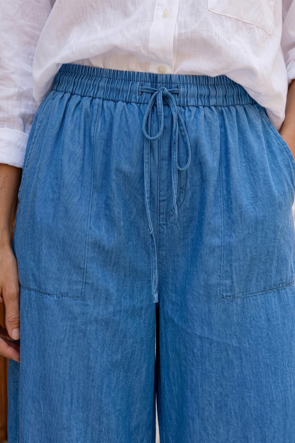 HC Kids Wear Kadın Denim Görünümlü Dökümlü Bol Pantolon görsel 6
