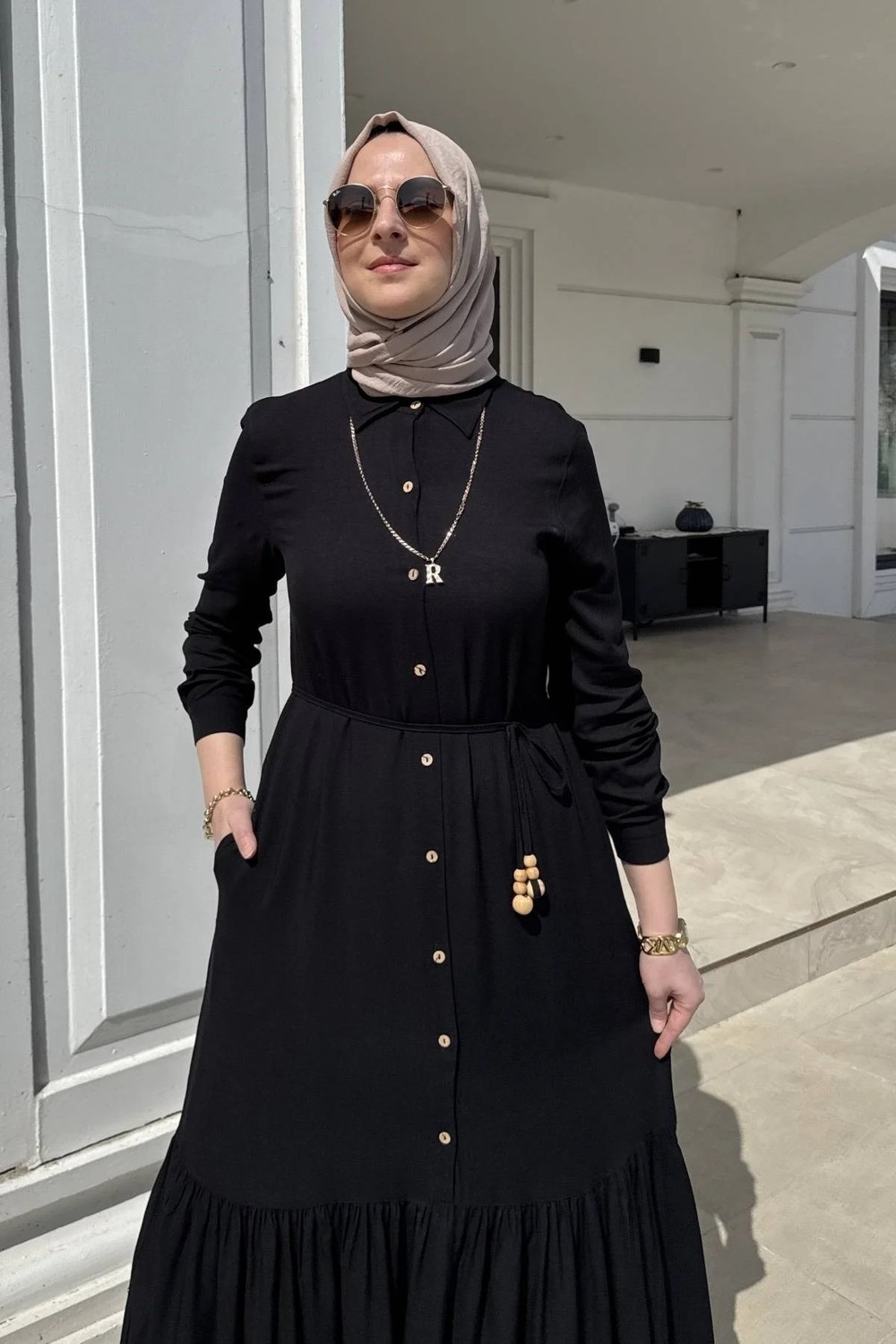 Rabia Şamlı Süreyya Gömlek Elbise Siyah görsel 3