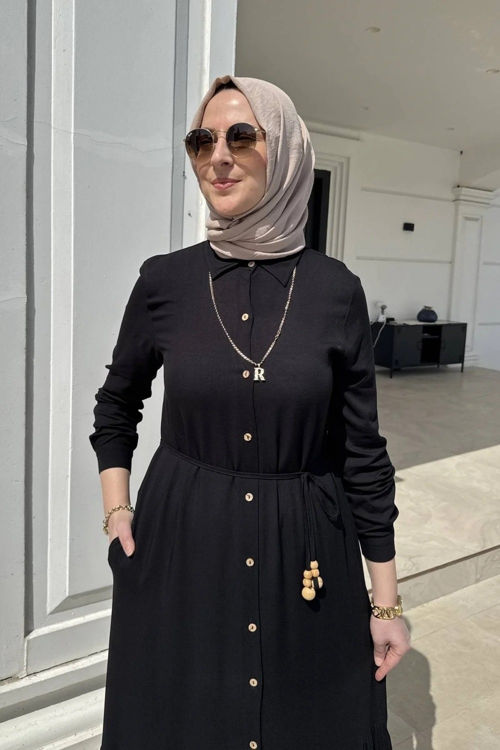Rabia Şamlı Süreyya Gömlek Elbise Siyah görsel 6