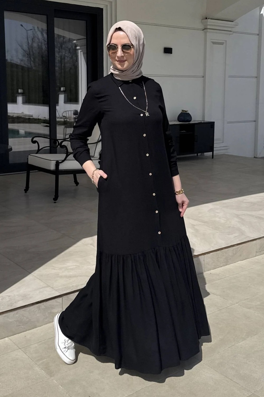 Rabia Şamlı Süreyya Gömlek Elbise Siyah görsel 7