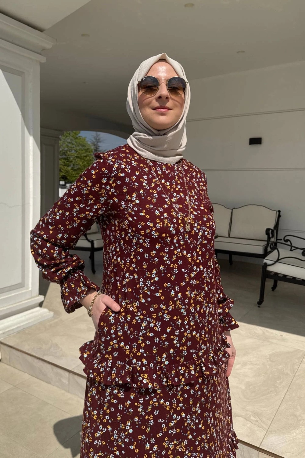Rabia Şamlı Mine Elbise Bordo görsel 2