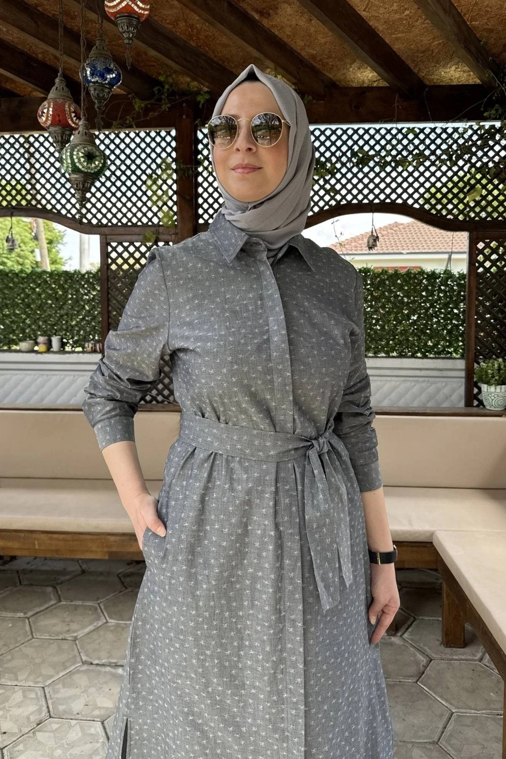 Rabia Şamlı Doğa Kot Efektli Gri Tunik görsel 2