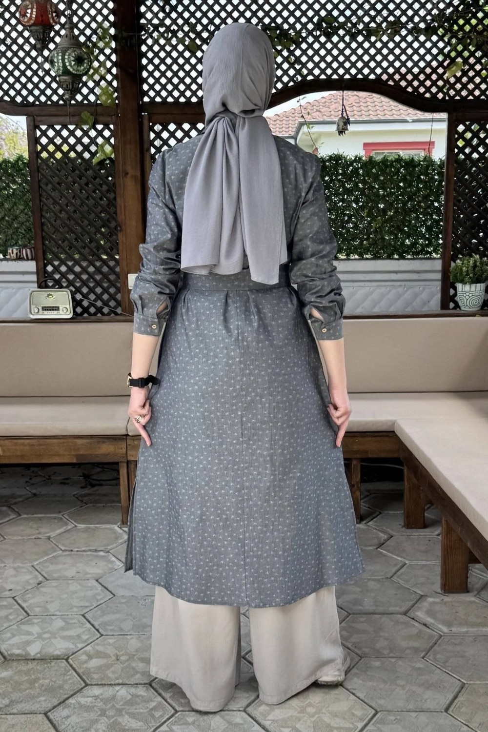 Rabia Şamlı Doğa Kot Efektli Gri Tunik görsel 3