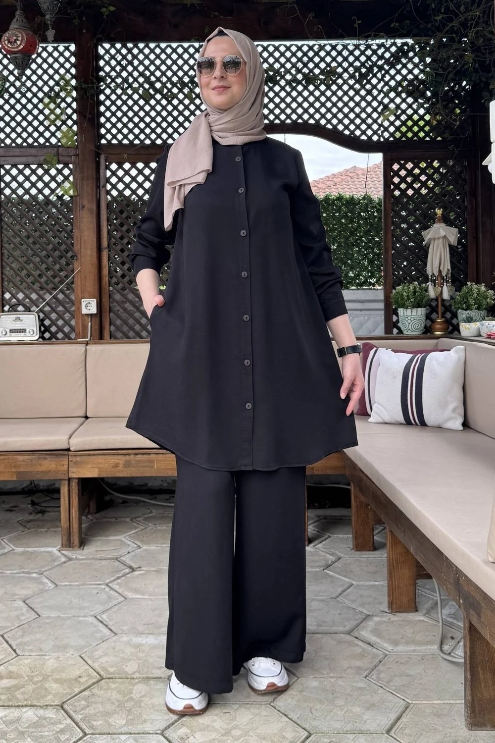Rabia Şamlı Ezgi Pantolonlu Takım Siyah