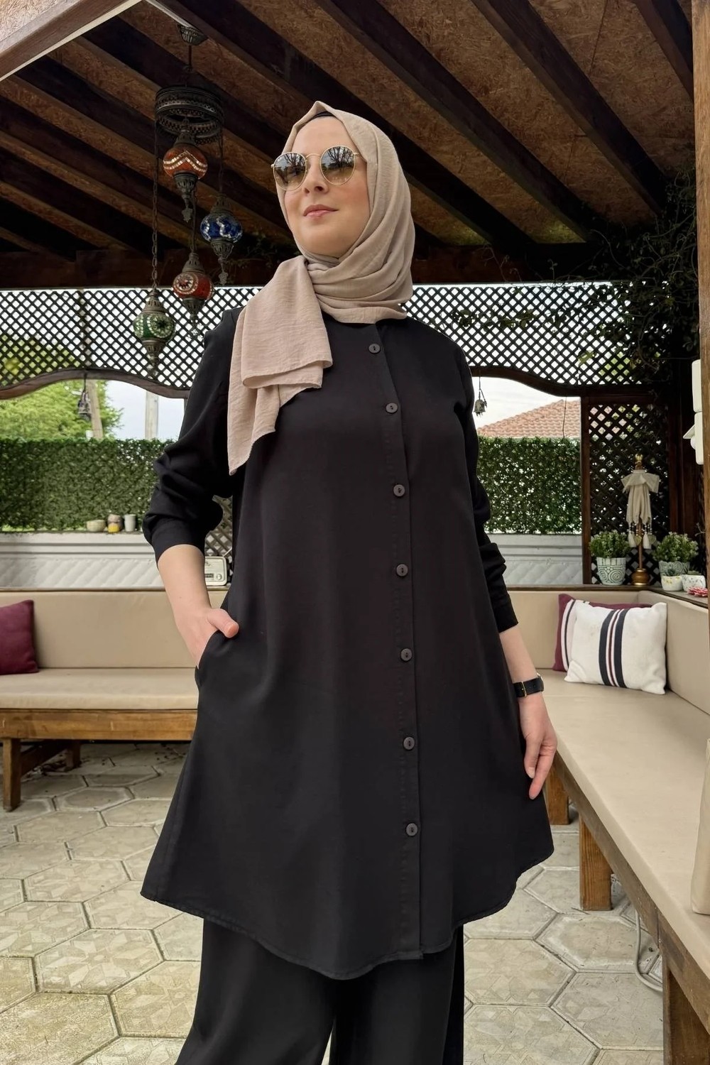 Rabia Şamlı Ezgi Pantolonlu Takım Siyah görsel 2